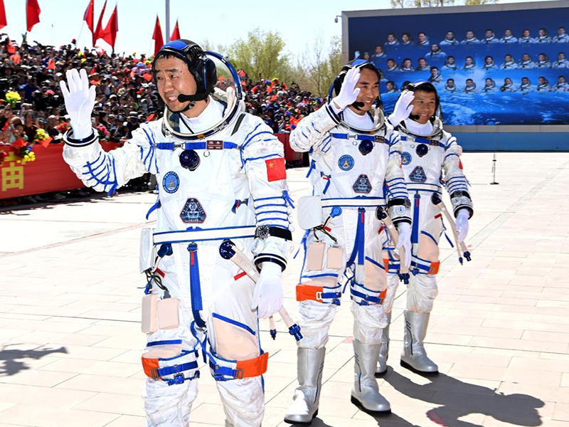 Shenzhou XX astronauts during their mission to Tiangong space station.